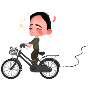 自転車で飲酒運転する酔っ払いおじさんのイラスト