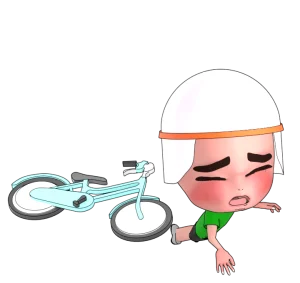 自転車で転ぶヘルメットを被る男の子のイラスト