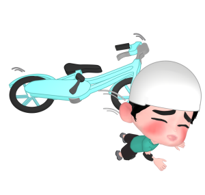 自転車で転ぶヘルメットを被る男の子のイラスト