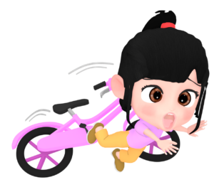 自転車で転倒する女の子のイラスト