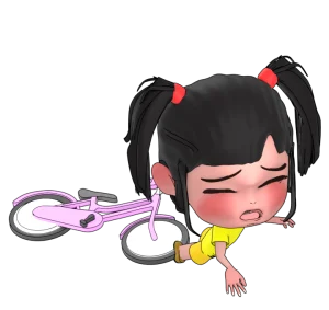 自転車で転倒する女の子のイラスト