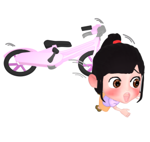 自転車で転倒する女の子のイラスト