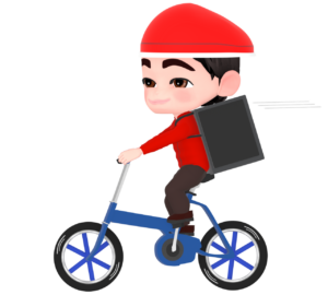 自転車で運ぶフードデリバリーのイラスト