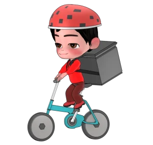 自転車で運ぶフードデリバリーのイラスト