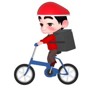 自転車で運ぶフードデリバリーのイラスト
