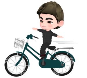 自転車で手放し運転をするイラスト
