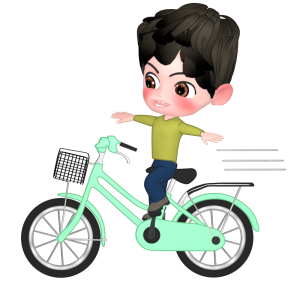 自転車で手放し運転をするイラスト