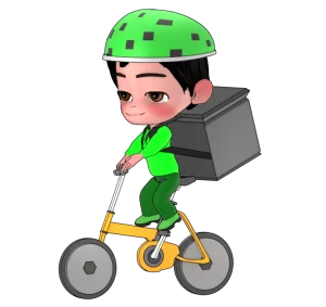 自転車で荷物を運ぶ配達員のイラスト