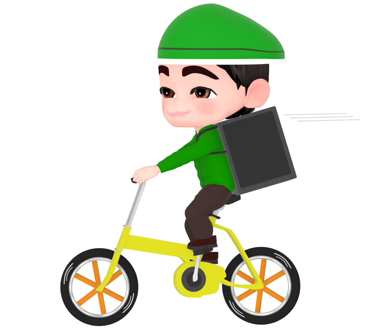 自転車で荷物を運ぶ配達員のイラスト