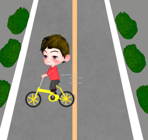 道路を横切る自転車のイラスト