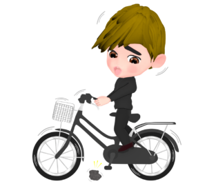 バランスを崩す自転車のイラスト