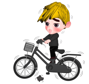 バランスを崩す自転車のイラスト