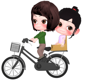 自転車を漕ぐ母とベビーシートに座る子供のイラスト