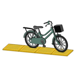 視覚障害者誘導用ブロックの上にある自転車のイラスト