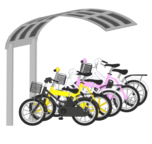 駐輪場に並ぶ自転車のイラスト