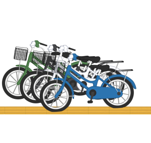 駐輪場で点字ブロックの上にある自転車のイラスト