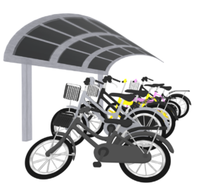 駐輪場で倒れた自転車のイラスト