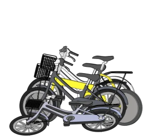 駐輪場で倒れた自転車のイラスト