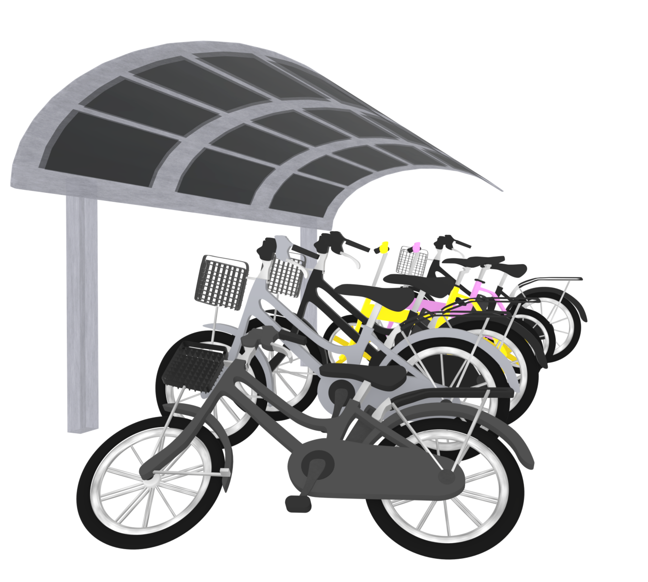 駐輪場で倒れた自転車のイラスト