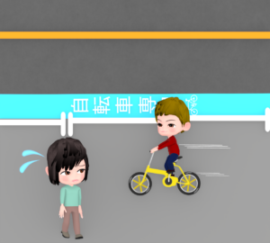 自転車で歩道を走る危険な運転のイラスト
