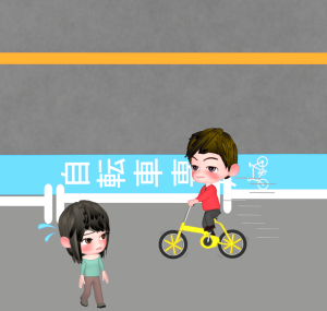 自転車で歩道を走る危ない男性のイラスト