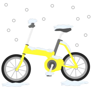 自転車に雪が積もるイラスト