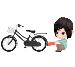 自転車のタイヤに空気を入れるイラスト