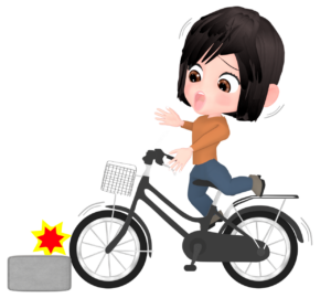 自転車が障害物にぶつかるイラスト