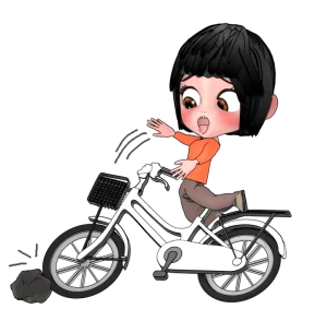 自転車が障害物にぶつかるイラスト