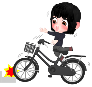 自転車が障害物にぶつかるイラスト