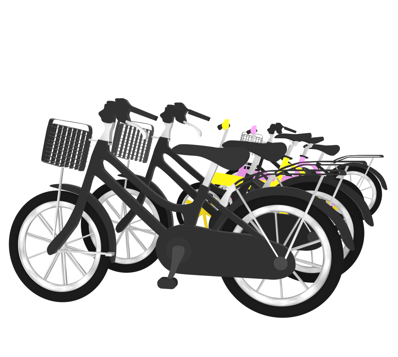並ぶ自転車のイラスト