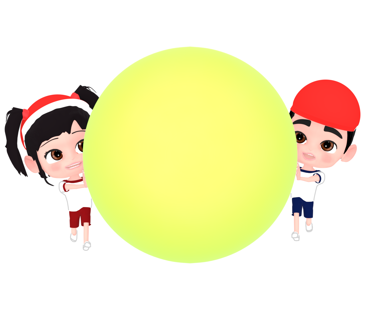 運動会の大玉転がしのイラスト（赤組）