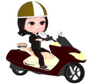ビックスクーターを運転する女性のイラスト