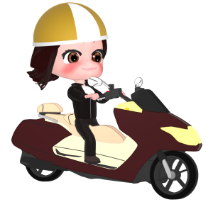 ビックスクーターを運転する女性のイラスト