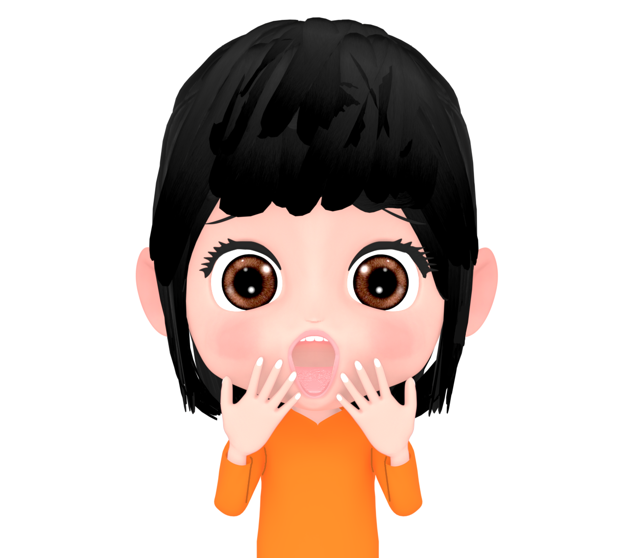 目を開いてビックリする女性のイラスト