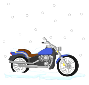 雪が積もるバイクのイラスト