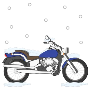 雪が積もるバイクのイラスト