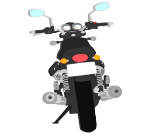 後ろから見る停車したバイクのイラスト