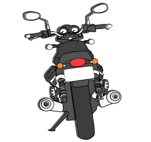 後ろから見た停車するバイクのイラスト