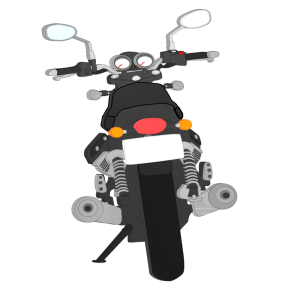 後ろから見た停車するバイクのイラスト