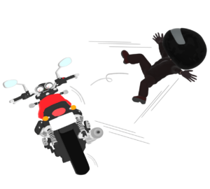 バイクから投げ出されるライダーのイラスト