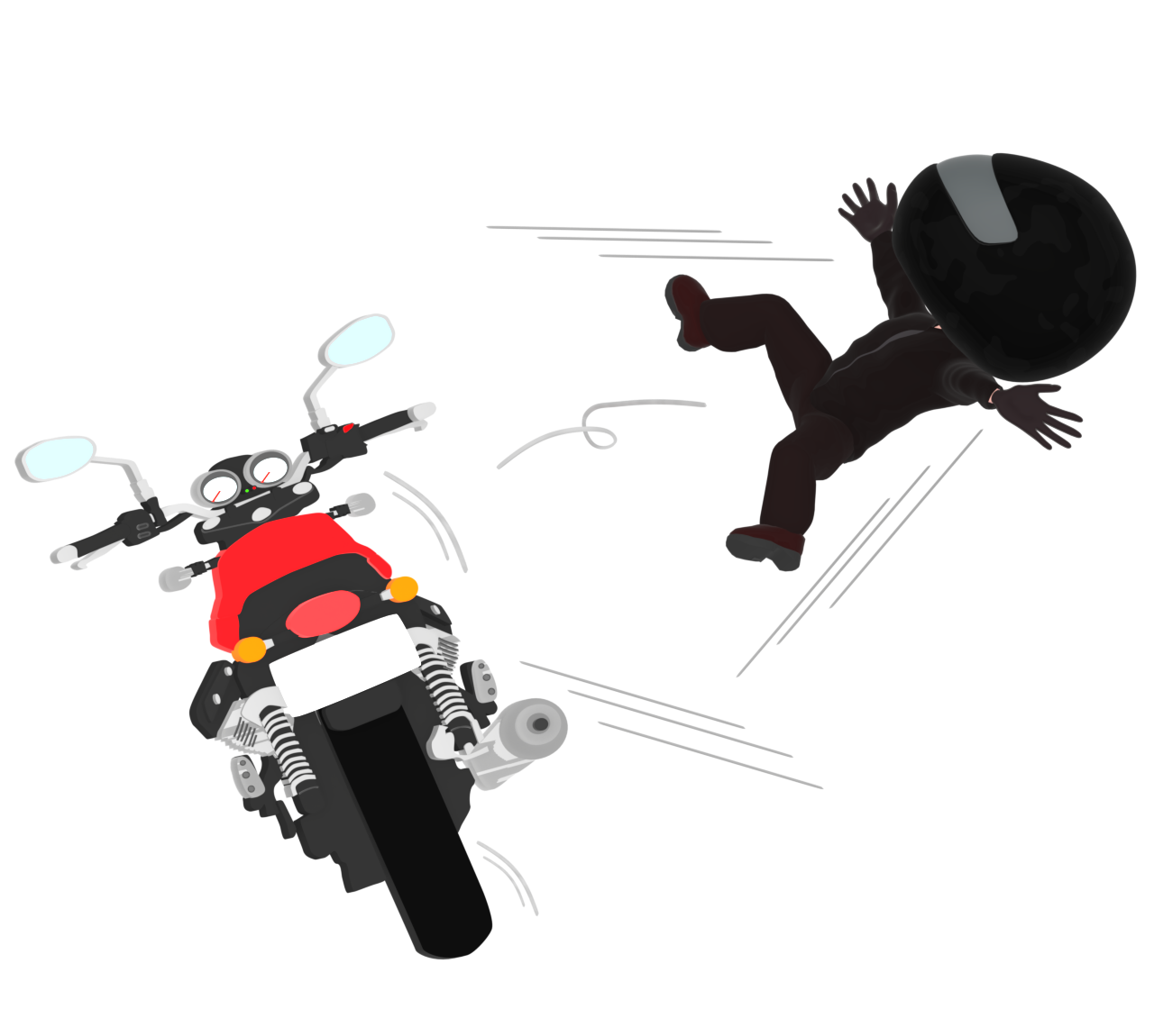バイクから投げ出されるライダーのイラスト