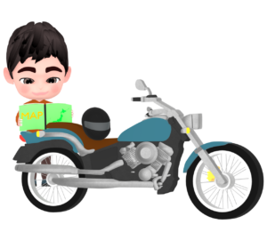 バイクツーリングで地図を見るライダーのイラスト