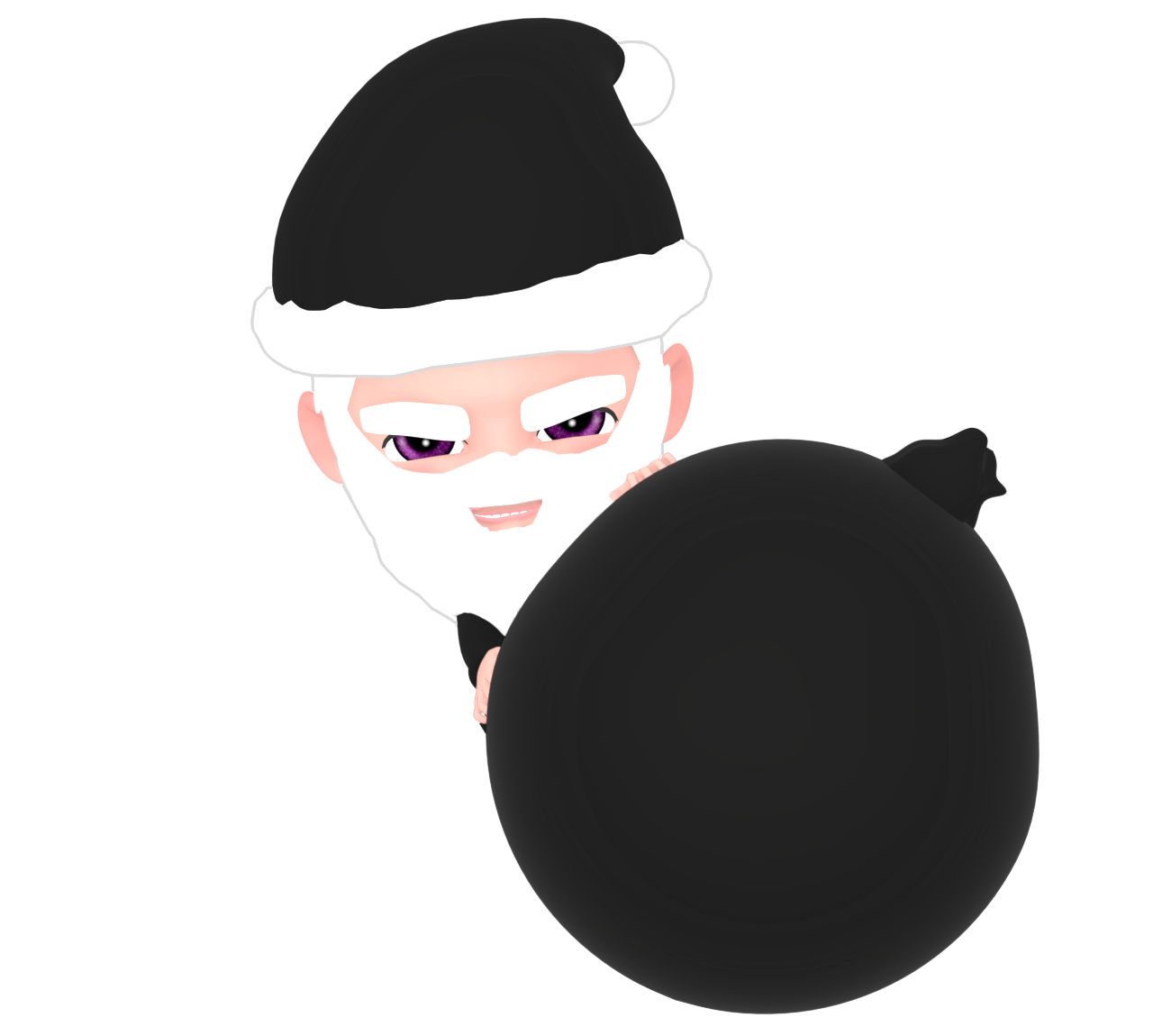 黒い袋とブラックサンタのイラスト