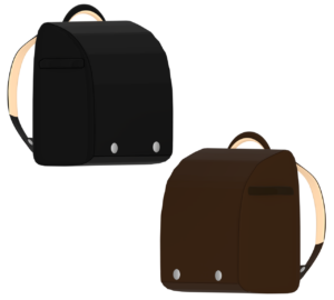 黒色・茶色のランドセルのイラスト