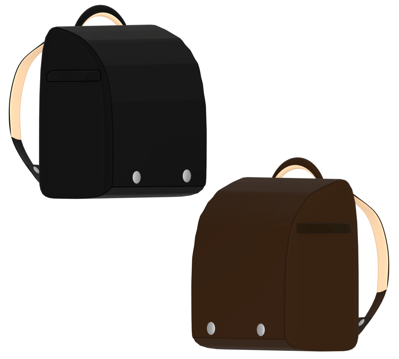 黒色・茶色のランドセルのイラスト