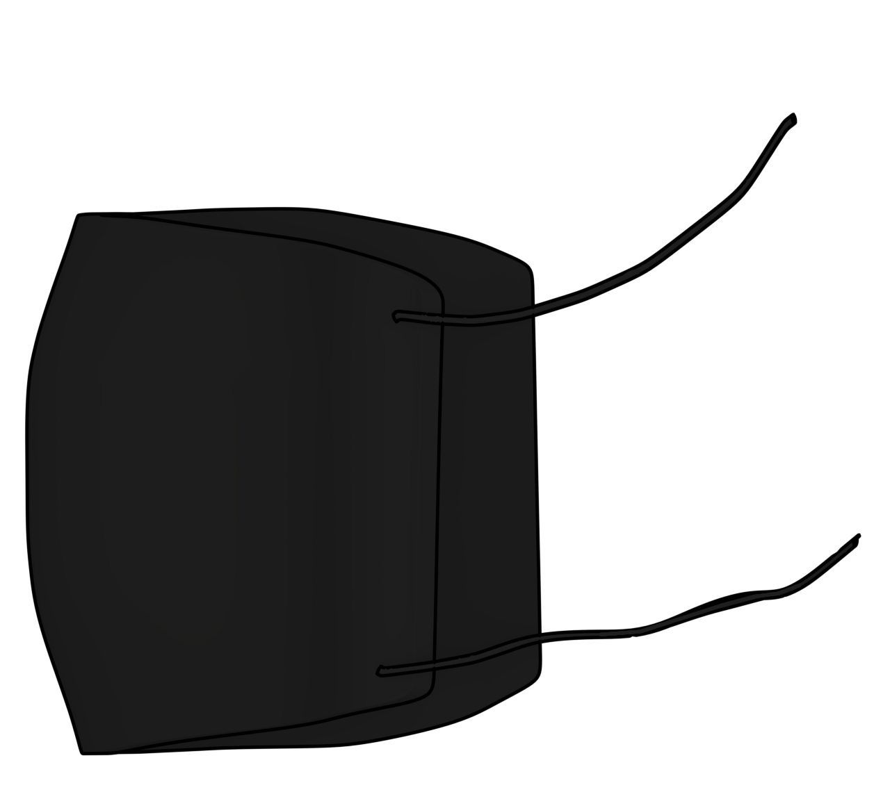 黒色のマスクを横から見るイラスト