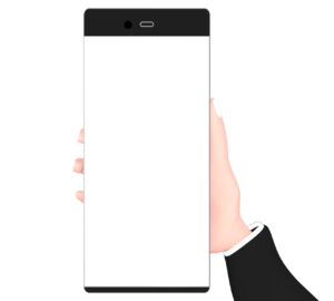 黒色のスマホを持つイラスト