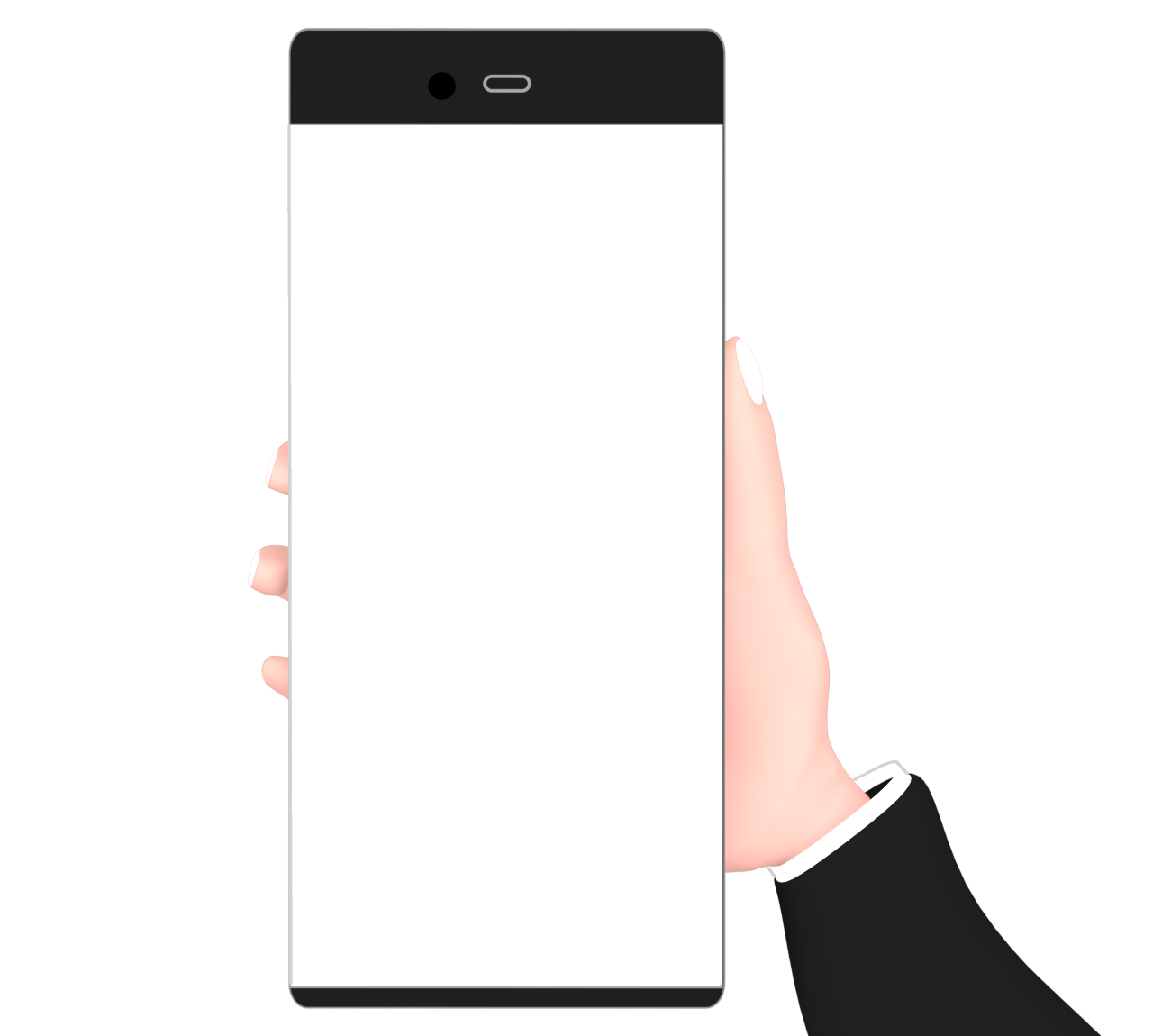 黒色のスマホを持つイラスト