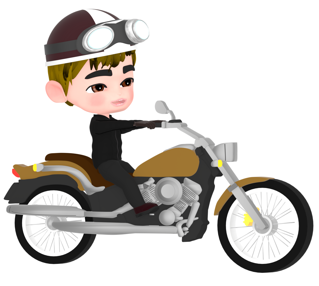 金髪男性が乗るアメリカンバイクのイラスト